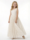 Elegant  Lace Flower Girl Dress with Sleeveless Bodice and Flowing A-Line Skirt