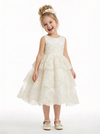 Floral Lace Tiered Flower Girl Dress Sleeveless Round Neck  Length Tulle Party Gown