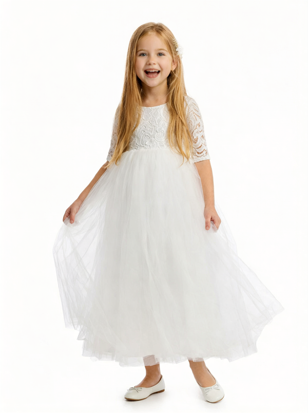 Elegant Lace & Tulle Flower Girl Dress