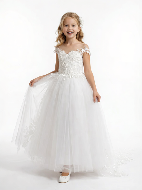 Spaghetti-Straps Princess Flower Dress Birthday Party Dresses