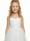 Sweetheart Lace Flower Girl Dress, Strapless Tulle Ball Gown, Appliqu¨¦ Bodice, Floor Length