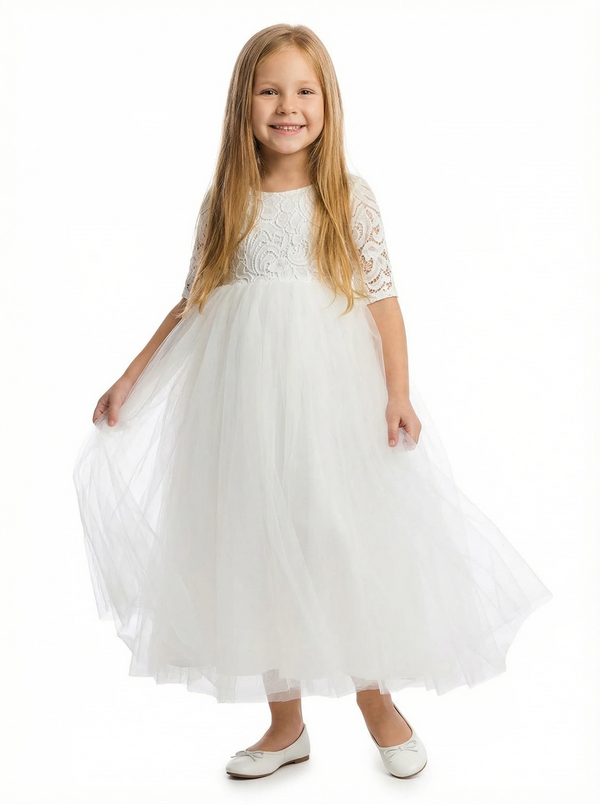 Elegant Lace & Tulle Flower Girl Dress