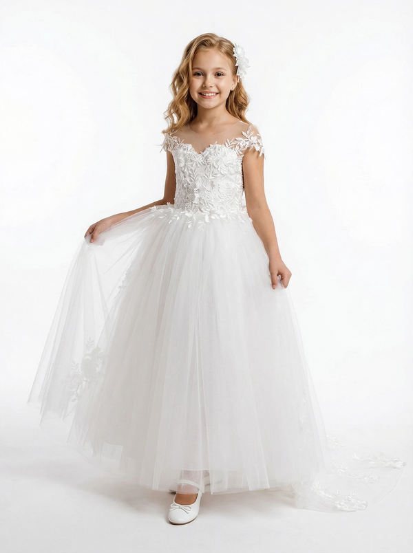 Spaghetti-Straps Princess Flower Dress Birthday Party Dresses