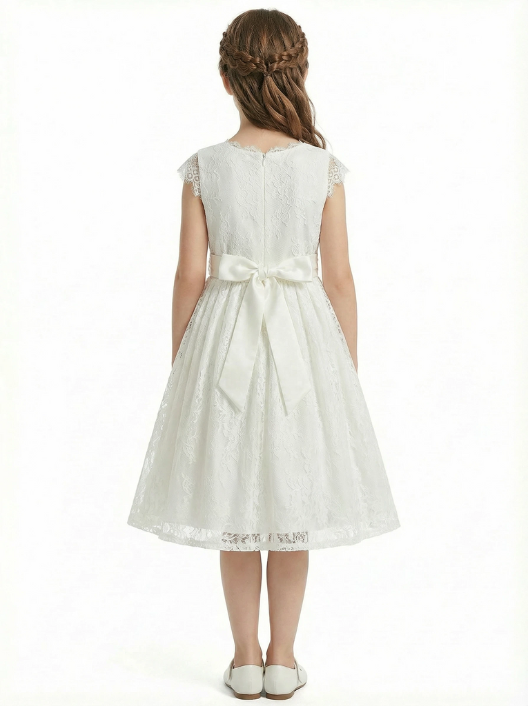 Lace Cap Sleeve Bow Princess Dress Flower Girl Dress Birthday Party Dresses
