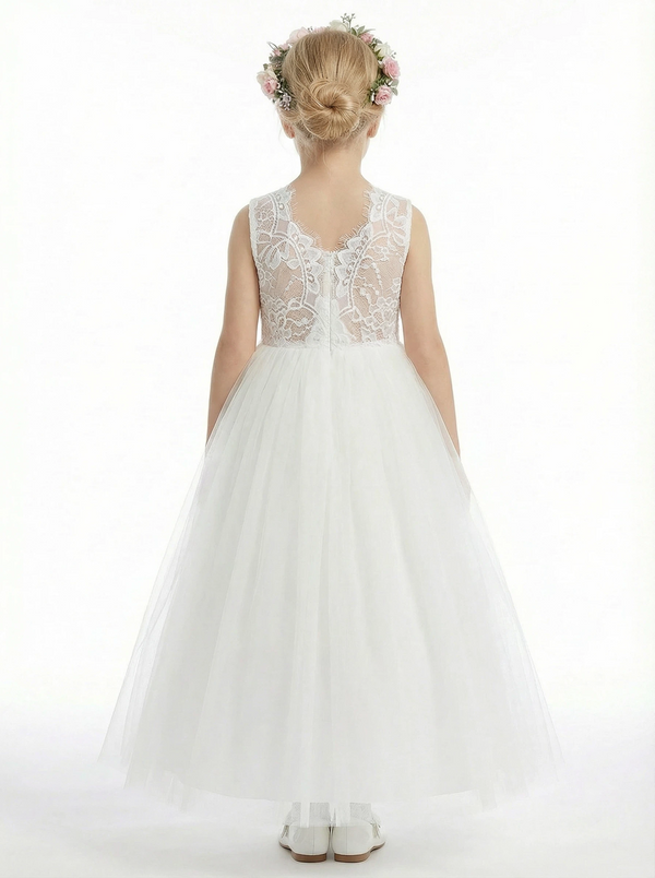 Tulle Sleeveless Lace Floor-length Princess Dress Flower Girl Dress Birthday Party Dresses