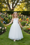 Lace Spaghetti Strap Square Princess Dress Flower Girl Dress Birthday Party Dresses