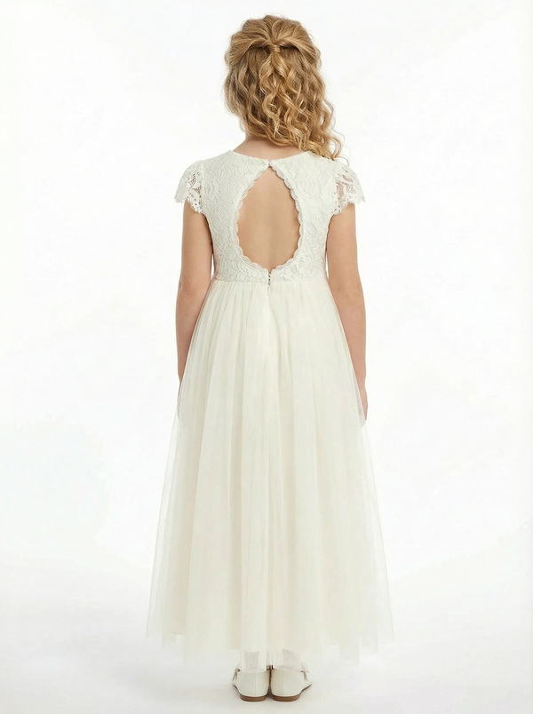 Lace A-line Tulle Cap Sleeve Princess Dress Flower Girl Dress Birthday Party Dresses