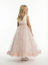 Sleeveless Flower Girl Dress A-Line Floor-Length Tulle Gown with 3D Floral Appliqu¨¦s & Ruched Waist for Weddings & Formal Events