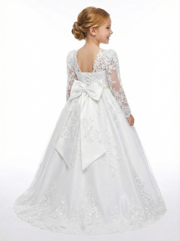 Elegangt Wedding Flowers Long Pageant Dress Flower Princess Dress Princess Lace Girl