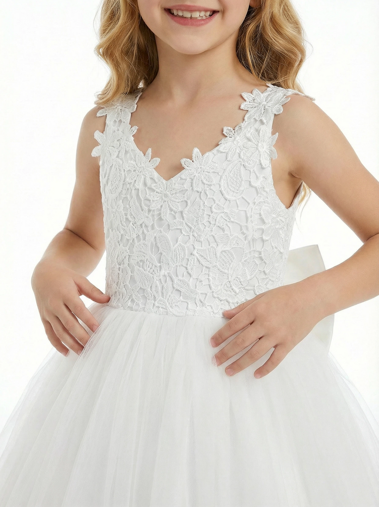 Long Wedding Flowers Girl Gowns Boho Pageant Dress Flower Princess Dress A-line