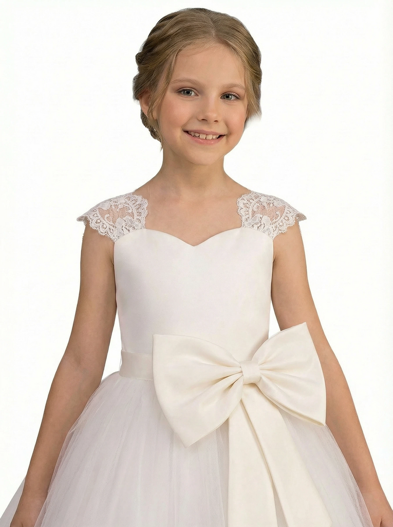 Wedding Flowers Girl Gowns Lace Applique Boho Pageant Dress Flower Princess Dresses