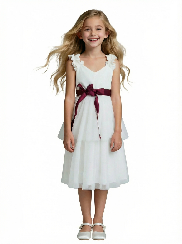 A Line Flower Dress Sweetheart Lace Girls Wedding Party Dress Boho Communion Dresses