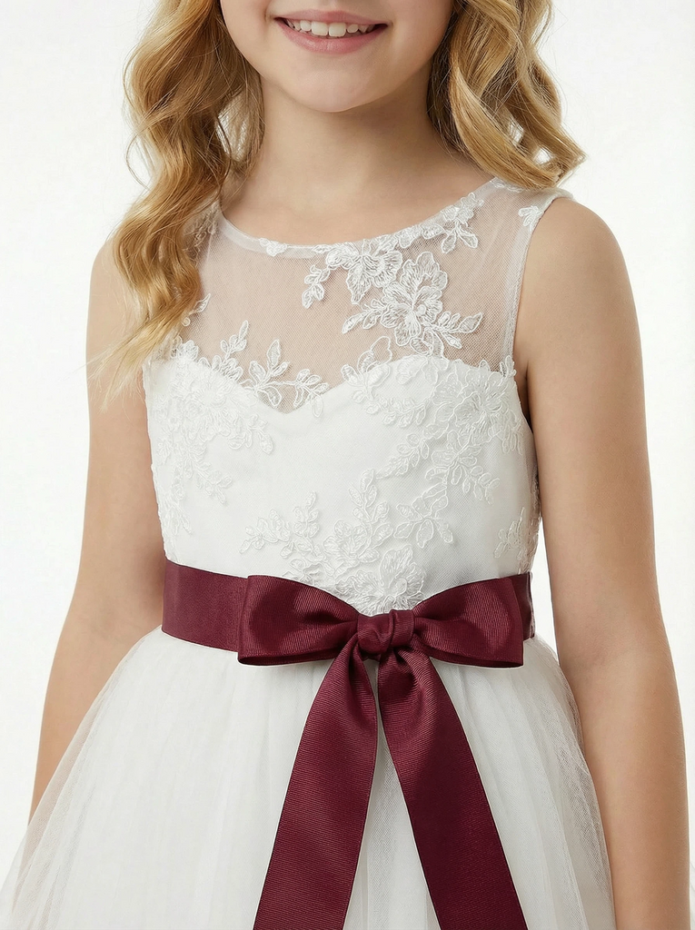 Princess Lace Flower Wedding Flowers Girl Gowns Boho Bow Knot Dress Flower Princess Gowns Cute