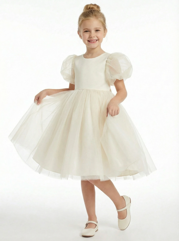 Girl First Communion Dress Tulle Childrens Dresses for Wedding Ball Gown Formal Knee Length