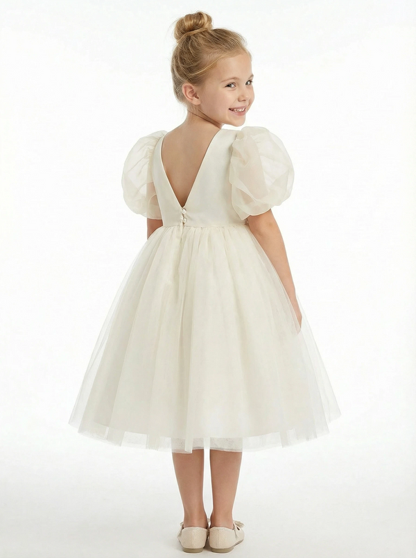 Girl First Communion Dress Tulle Childrens Dresses for Wedding Ball Gown Formal Knee Length