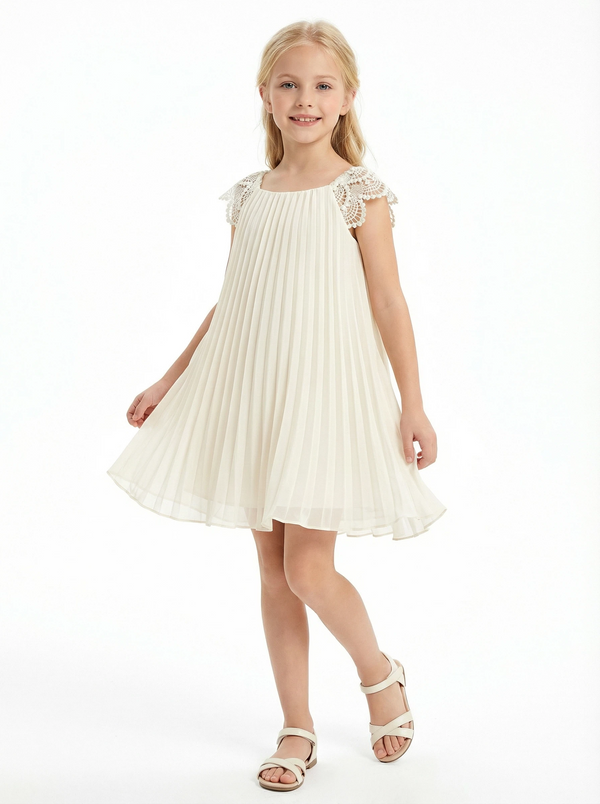 Flower Birthday Dress Gilsr Party Dress Chiffon Boho Communion Wedding Guest Gowns Cap Sleeve