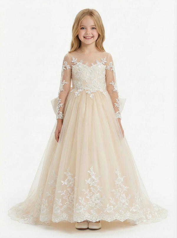 Cute Flowery Dress Wedding Flowers Girl Gowns Lace Pageant Dress Flower Princess Dress A-line