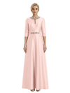 Sophisticated 3/4 Sleeves Beaded A-Line Satin Mother Of The Bride Dress