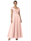 Sophisticated Off Shoulder Sleeveless A-Line Satin Mother Of The Bride Dress