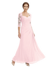 Sweetheart Ruched Lace 3/4 Sleeves A-Line Chiffon Mother Of The Groom Dress