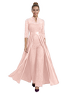 Mother of The Groom Outfit V-Neck 3/4 Sleeve Lace Pantsuit Satin Overskirt