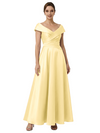 Sophisticated Off Shoulder Sleeveless A-Line Satin Mother Of The Bride Dress