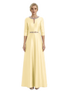 Sophisticated 3/4 Sleeves Beaded A-Line Satin Mother Of The Bride Dress