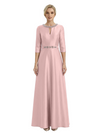 Sophisticated 3/4 Sleeves Beaded A-Line Satin Mother Of The Bride Dress