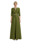 Sophisticated 3/4 Sleeves Beaded A-Line Satin Mother Of The Bride Dress