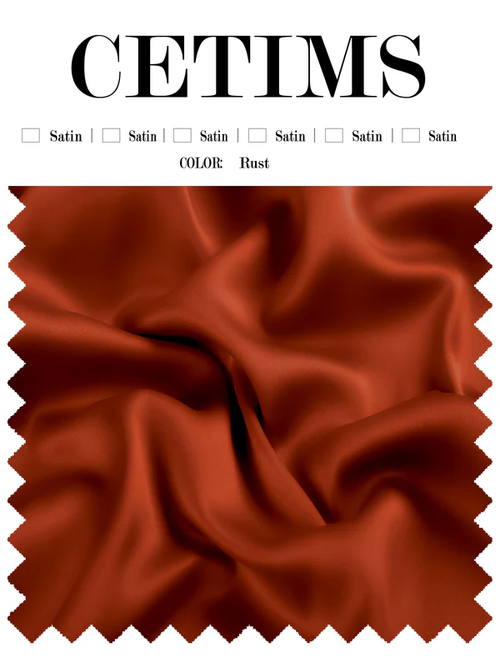 Soft Satin Fabric Swatch Rust