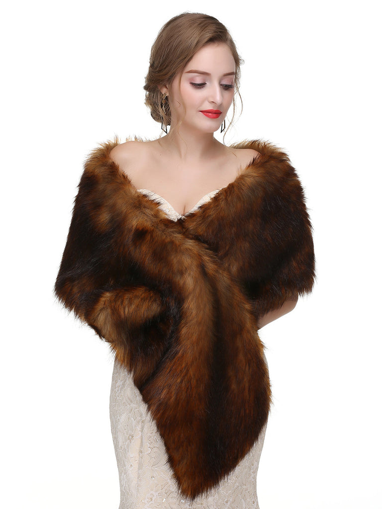 Women's Large Faux Fur Stole Bridal Winter Fur Wraps and Shawls Wedding Faux Mink Shrug for Bridesmaids