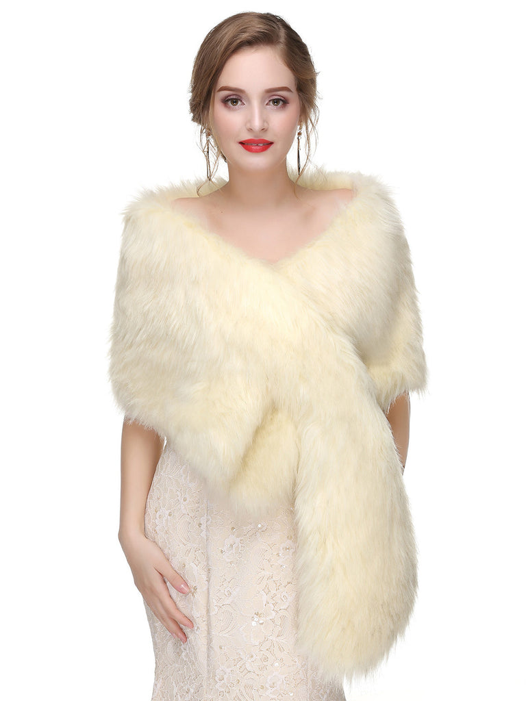 Women's Large Faux Fur Stole Bridal Winter Fur Wraps and Shawls Wedding Faux Mink Shrug for Bridesmaids