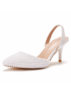 Pointed Toe Pearl Slingback High Heels For Women