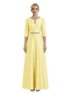 Sophisticated 3/4 Sleeves Beaded A-Line Satin Mother Of The Bride Dress