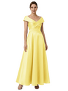 Sophisticated Off Shoulder Sleeveless A-Line Satin Mother Of The Bride Dress