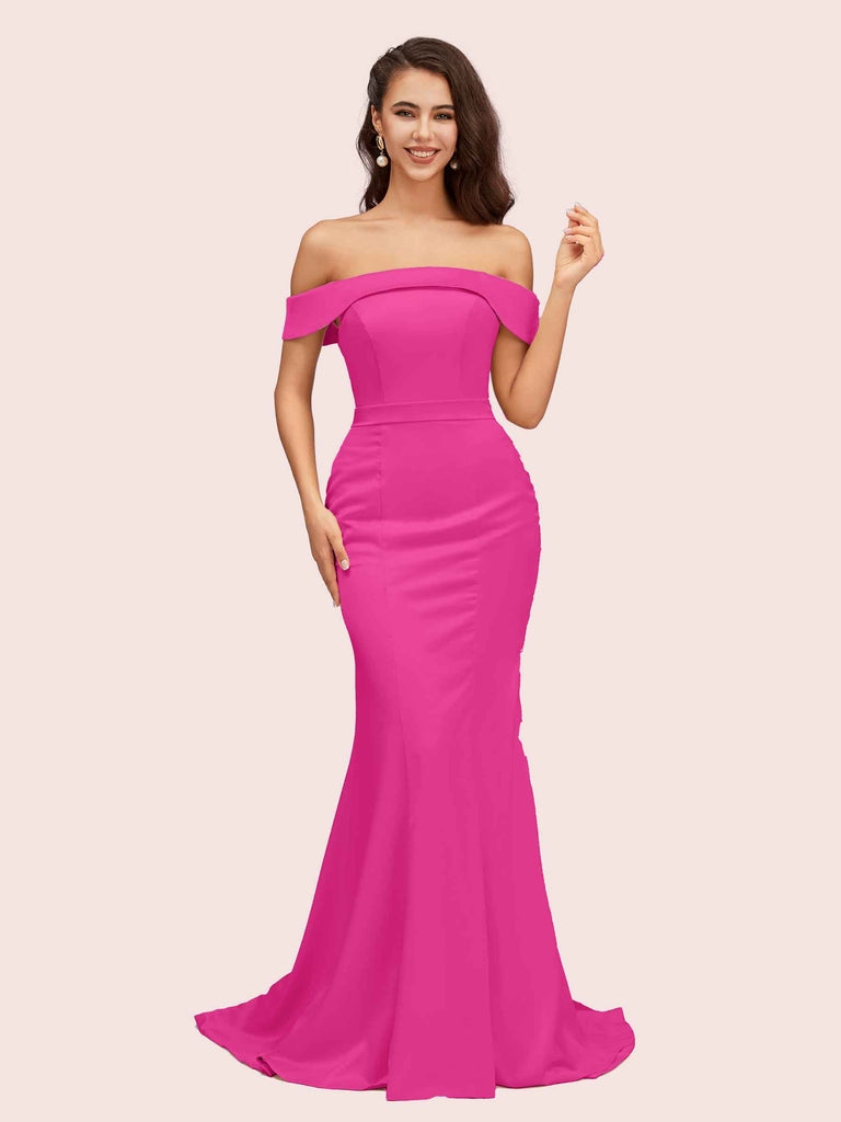 Sexy Mermaid Off Shoulder Long Soft Satin Bridesmaid Dresses Online Sexy Mermaid Off Shoulder Long Soft Satin Bridesmaid Dresses Online