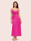 Elegant Spaghetti Straps A-Line Ankle Length Short Satin Bridesmaid Dresses Online
