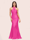 Sexy Backless Halter Sleeveless Long Mermaid Satin Bridesmaid Dresses Online