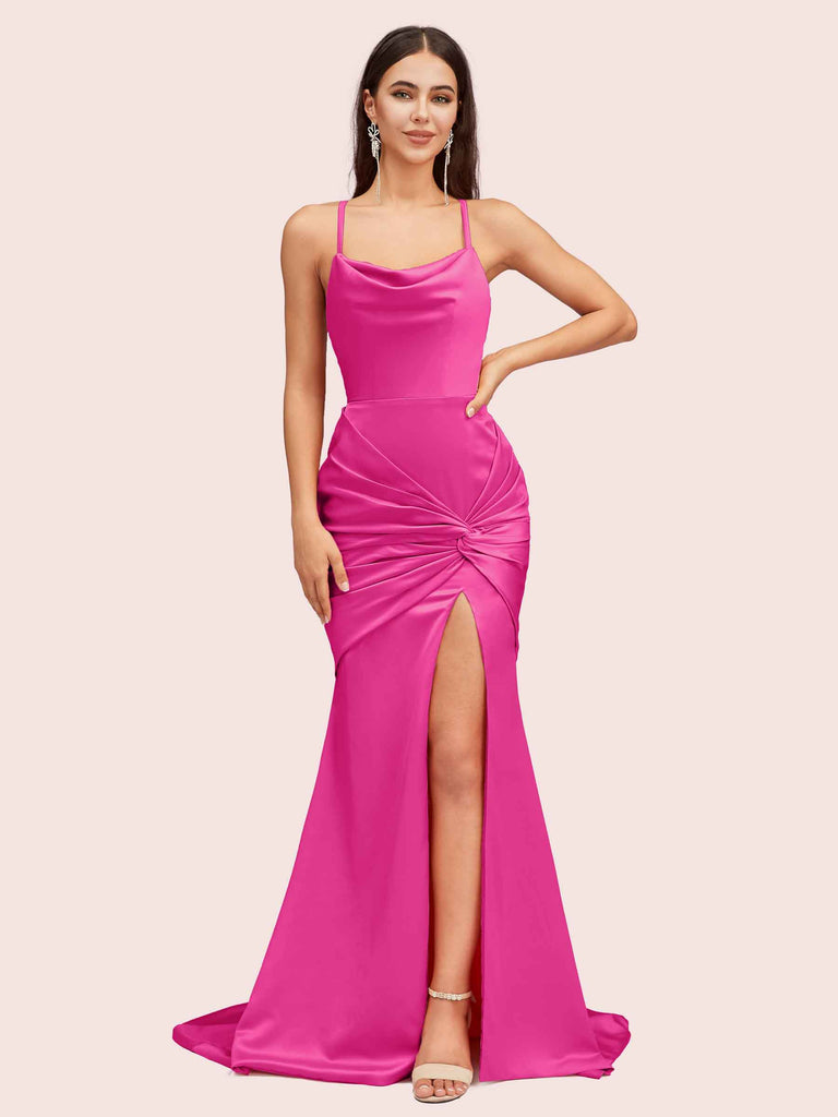 bridesmaid dresses azalea Azazie A-Line Straight Asymmetrical Stretch Satin Bridesmaid Dresses