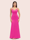 Sexy Mermaid Spaghetti Straps Long Soft Satin Bridesmaid Dresses Online