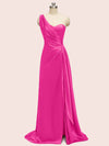 Sexy Side Slit One Shoulder Long Soft Satin Bridesmaid Dresses Online