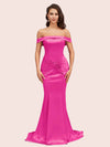 Sexy Off Shoulder Mermaid Long Soft Satin Bridesmaid Dresses 2023
