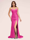 Sexy Mermaid Sweetheart Long Soft Satin Bridesmaid Dresses With Slit