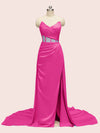 Elegant Mermaid Sweetheart Side Slit Long Soft Satin Formal Prom Dresses Online