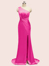 Sexy Side Slit Mermaid One Shoulder Long Soft Satin Bridesmaid Dresses Online