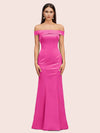 Sexy Off Shoulder Sleeveless Mermaid Long Soft Satin Party Prom Dresses