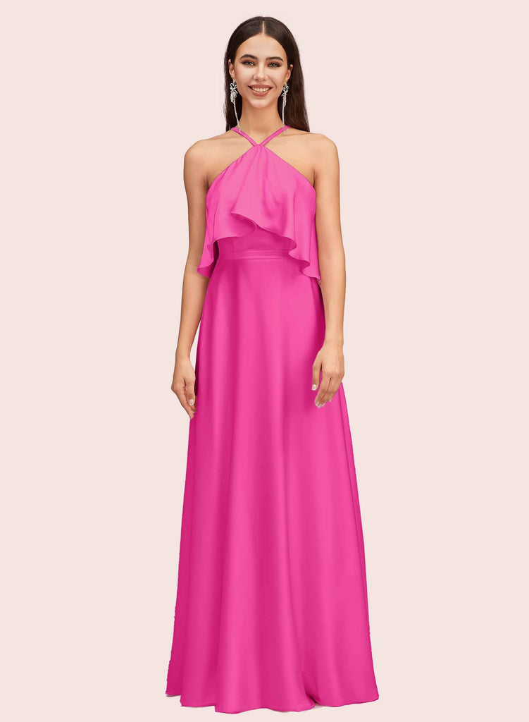 Cute Halter Sleeveless Long Soft Satin Graduation Prom Dresses Online Cute Halter Sleeveless Long Soft Satin Graduation Prom Dresses Online