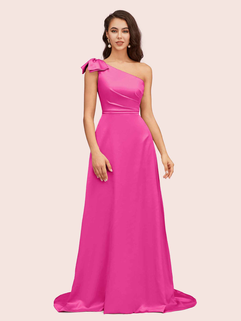 Elegant One Shoulder Long Soft Satin Bridesmaid Dresses Online Elegant One Shoulder Long Soft Satin Bridesmaid Dresses Online