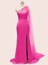 Elegant One Shoulder Unique Long Soft Satin Mermaid Bridesmaid Dresses Online