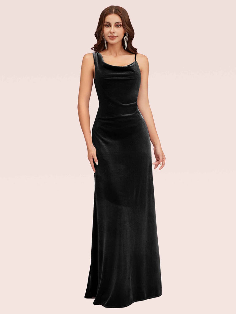 Cetims Sexy Cowl Neck Velvet Spaghetti Straps Long Evening Prom dresses Online party dresses for women Long formal dresses Black Cetims Sexy Cowl Neck Velvet Spaghetti Straps Long Evening Prom dresses Online party dresses for women Long formal dresses Black